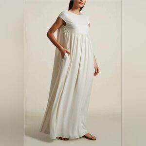 Kallmeyer Juliet Midnight Blue Foil Chiffon Cap Sleeve Round Neck Maxi Dress